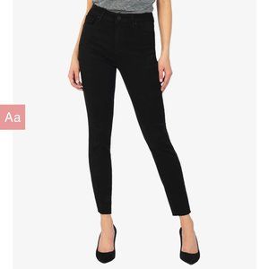 Kut from the Kloth Donna high rise ankle skinny black jeans stretchy raw hem 10